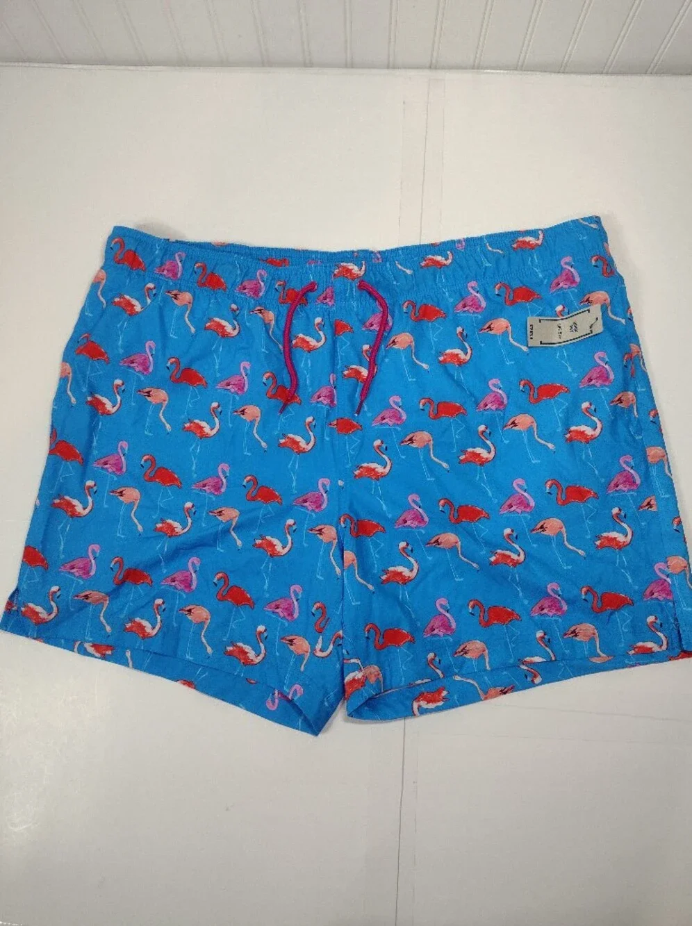 George Men's Blue Flamingo Print Swim Trunks (2XL)